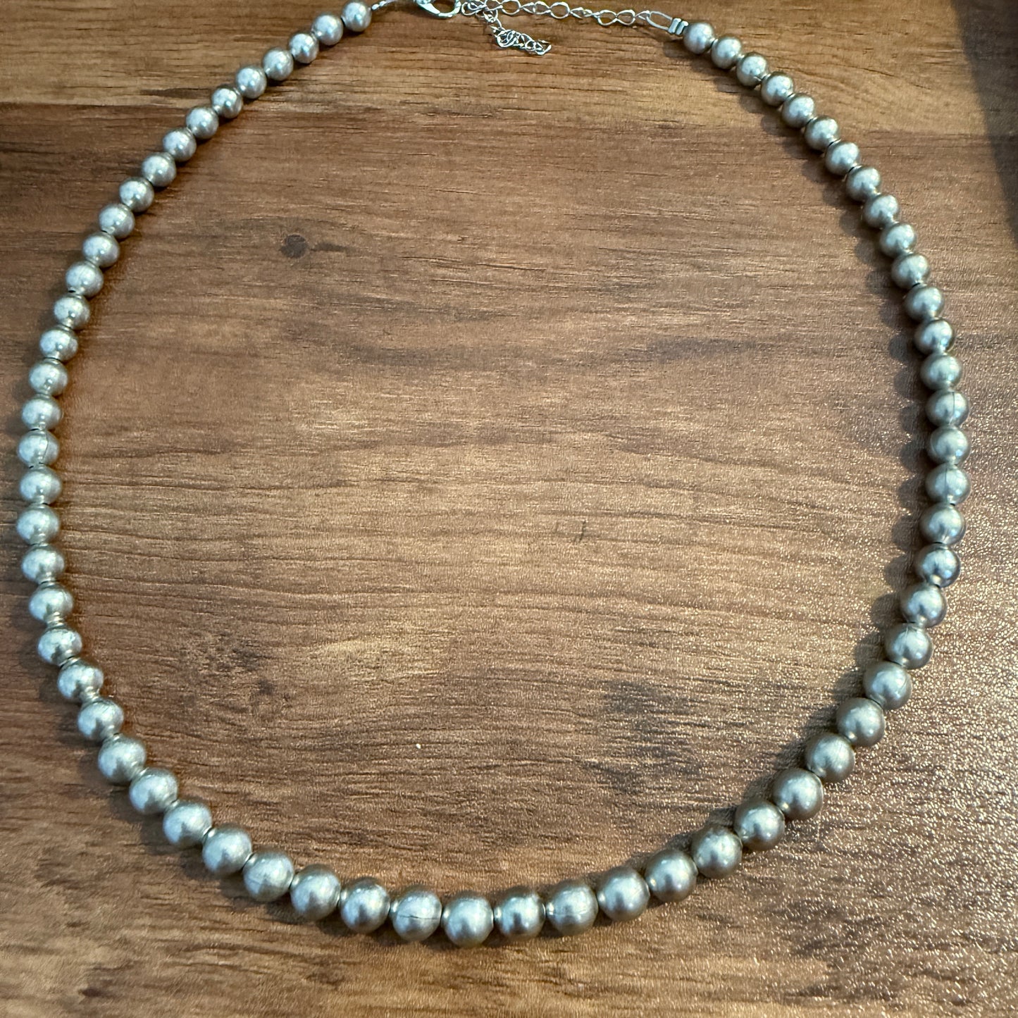 Handcrafted Western Chic, 16 Inch Silver Plated Beads Necklace with 3 Inch Extender