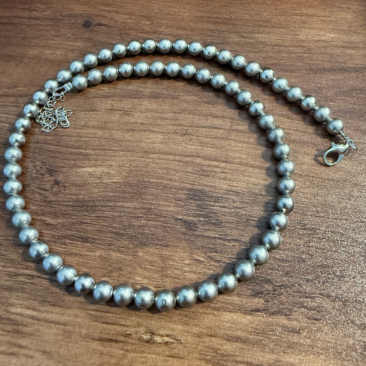 Handcrafted Western Chic, 16 Inch Silver Plated Beads Necklace with 3 Inch Extender