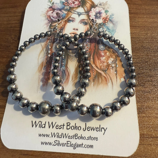 Only Sterling Silver Pearl Hoops Handcrafted Western Wedding Jewelry