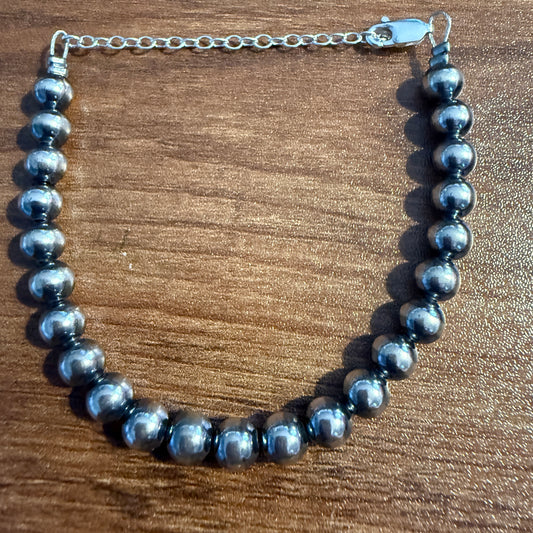 Sterling Silver Pearl Bracelet , 6 mm Pearls, 2 inch extender