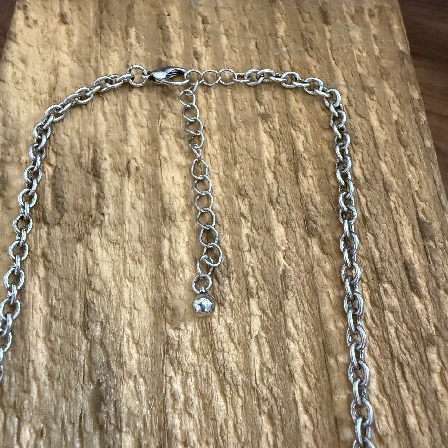 Western Aztec Style Turquoise Stone Pendant Necklace with Burnished Silver and Extension Chain