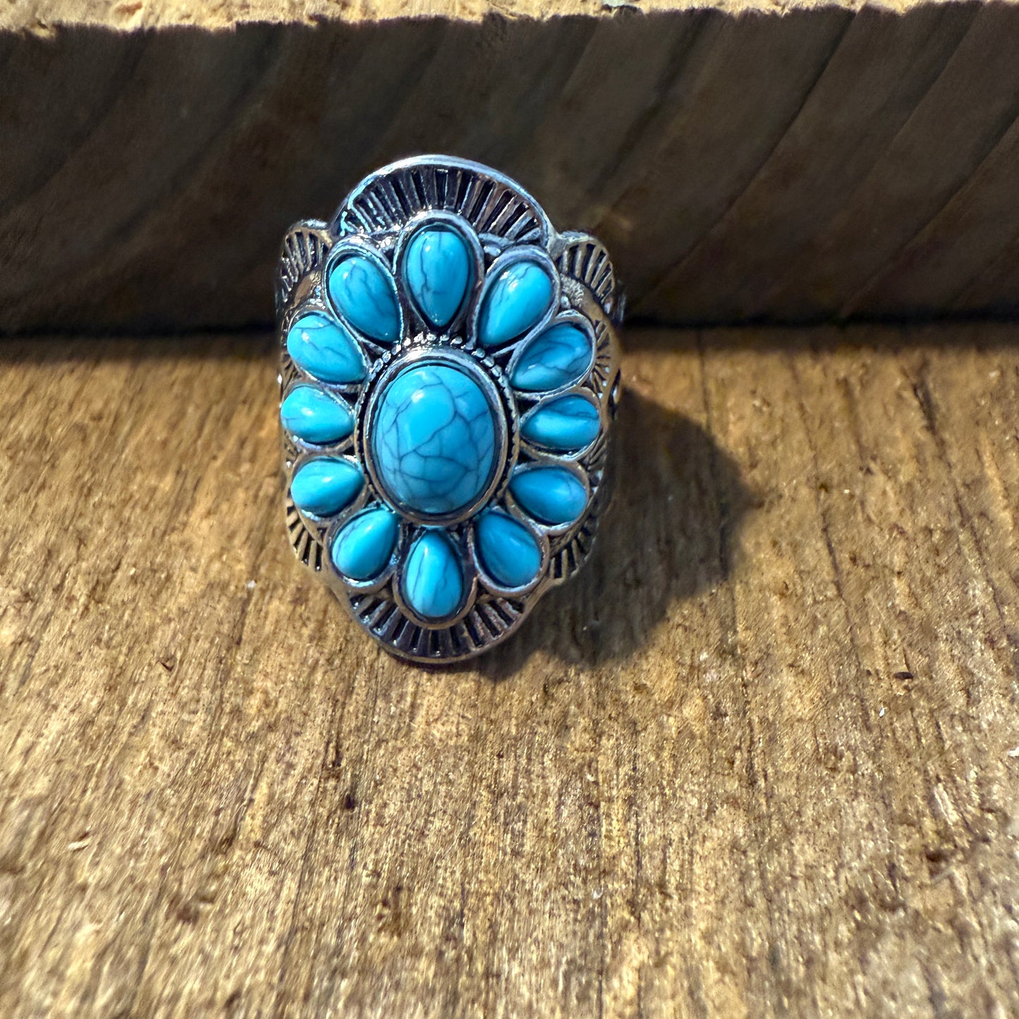 Natural Turquoise Handcrafted Cuff Ring In Multiple Sizes