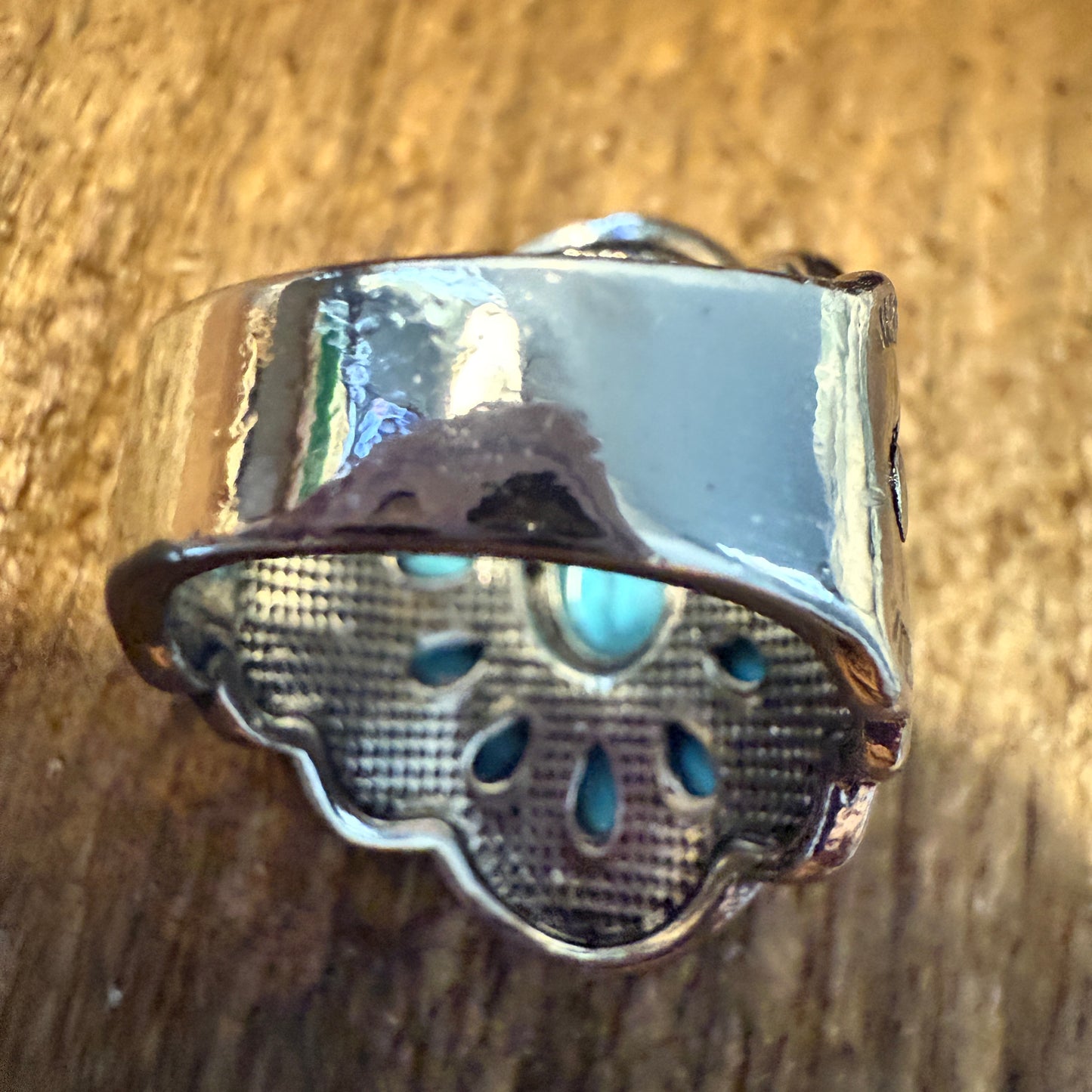 Natural Turquoise Handcrafted Cuff Ring In Multiple Sizes