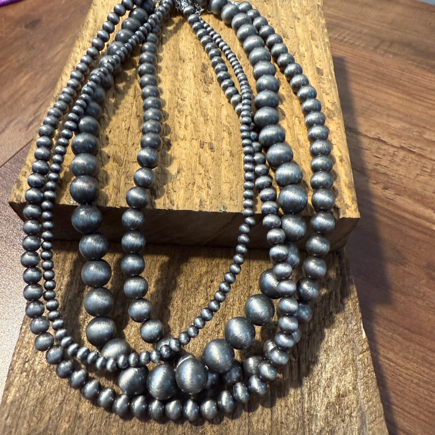 Four Strand Faux Pearl Necklace With Extender Layered Beads