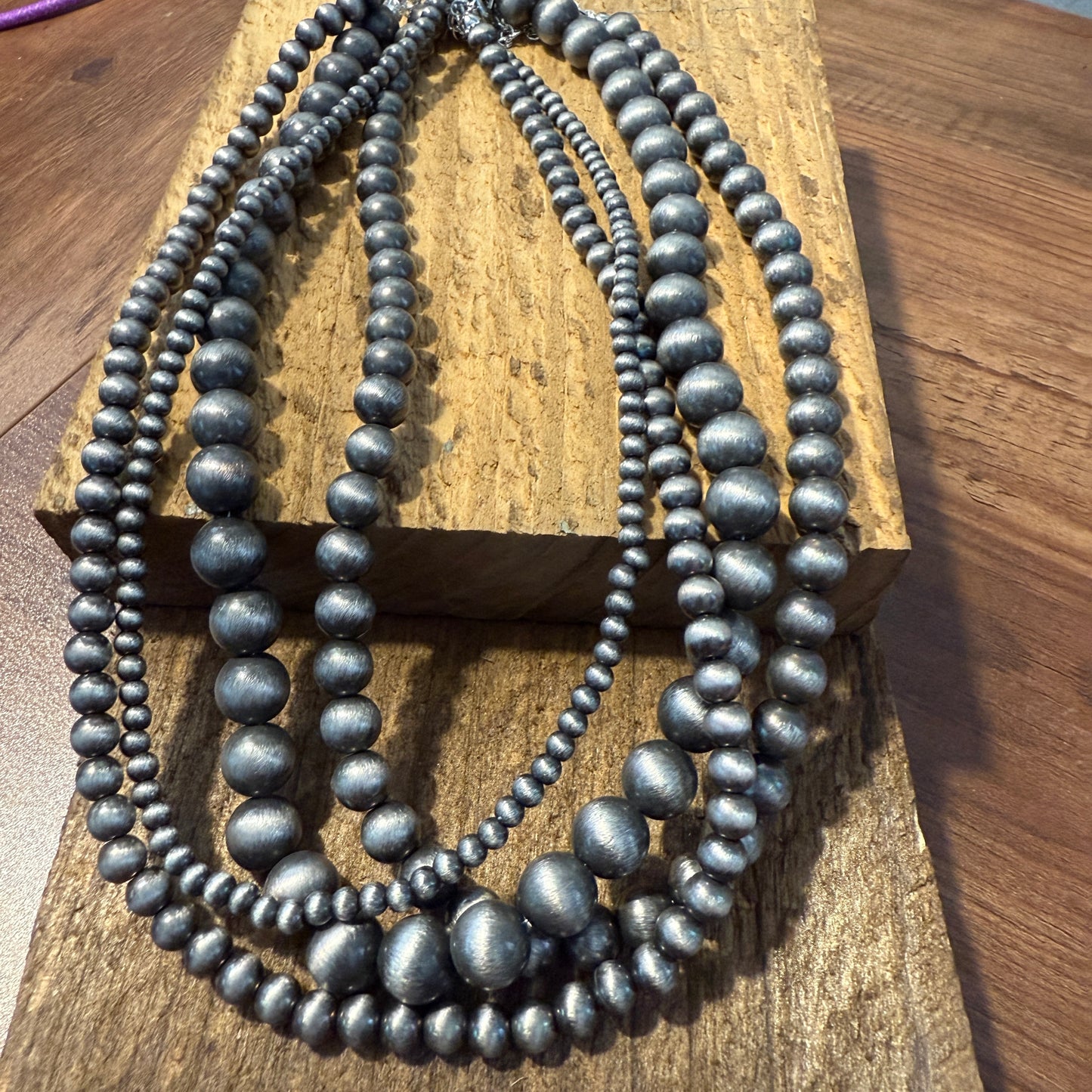 Four Strand Faux Pearl Necklace With Extender Layered Beads