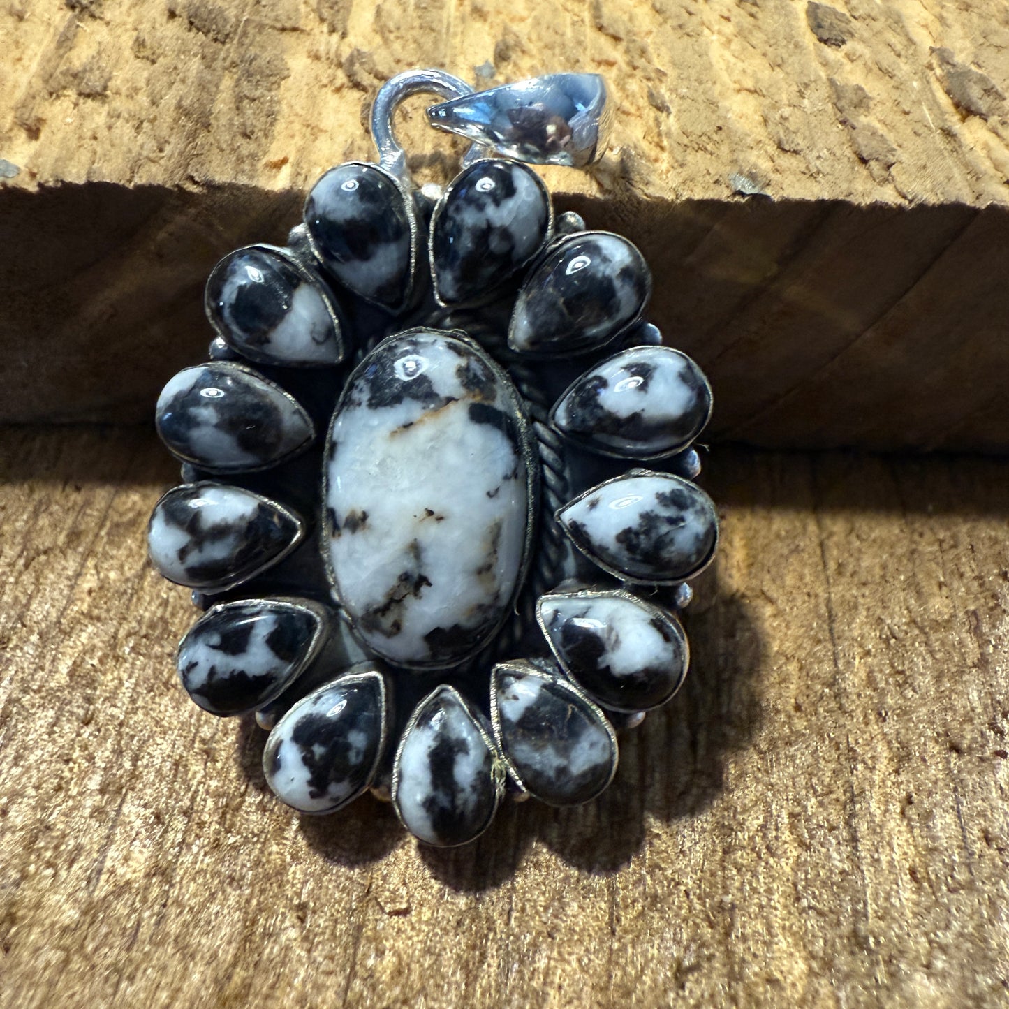 White Buffalo Dahlia Turquoise Gemstone Navajo Pendant