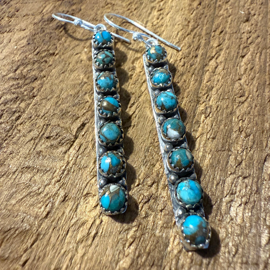 Blue Copper Turquoise Handmade Sterling Silver Gemstone Earrings