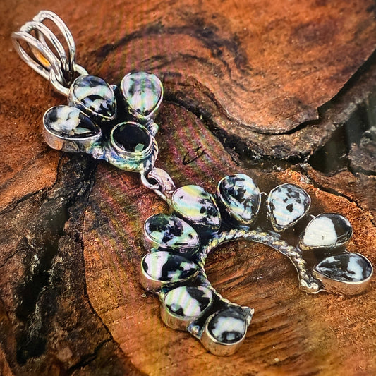 White Buffalo Turquoise Navajo Pendant In Sterling Silver