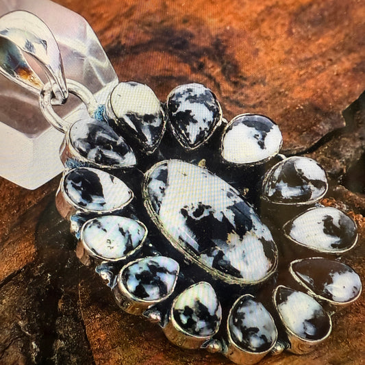 White Buffalo Dahlia Turquoise Gemstone Navajo Pendant