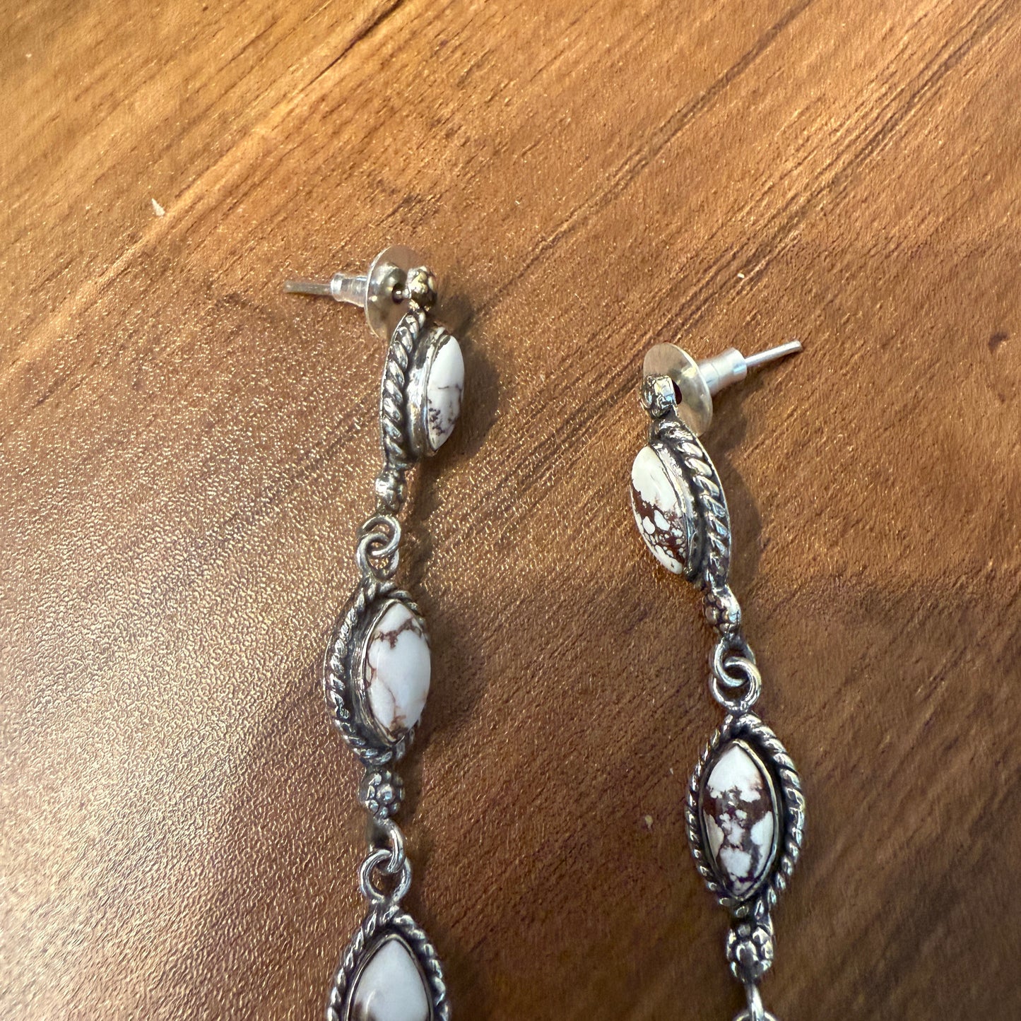 Wild Horse Turquoise Gemstone Sterling Silver Handmade Stud Earrings, 4.5 inches