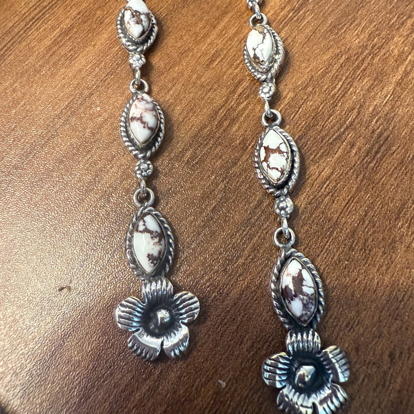 Wild Horse Turquoise Gemstone Sterling Silver Handmade Stud Earrings, 4.5 inches