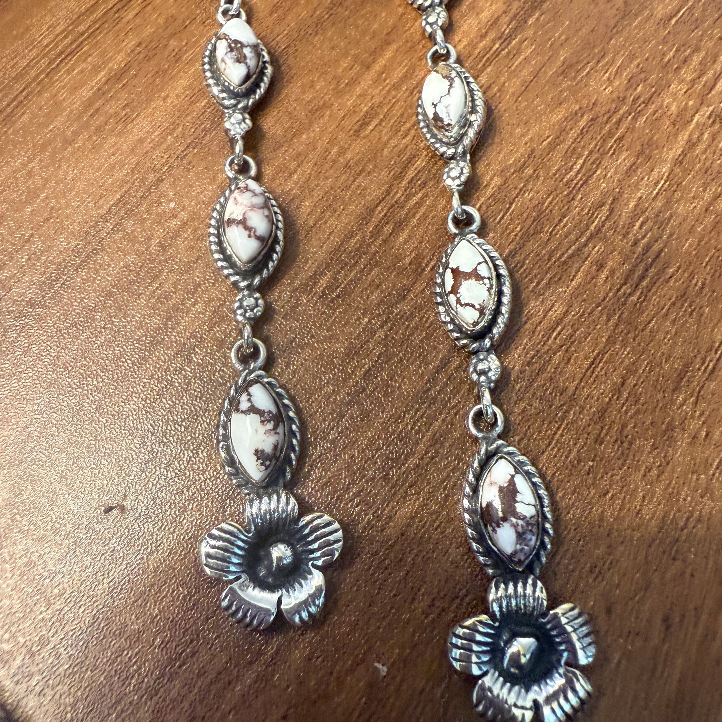 Wild Horse Turquoise Gemstone Sterling Silver Handmade Stud Earrings, 4.5 inches