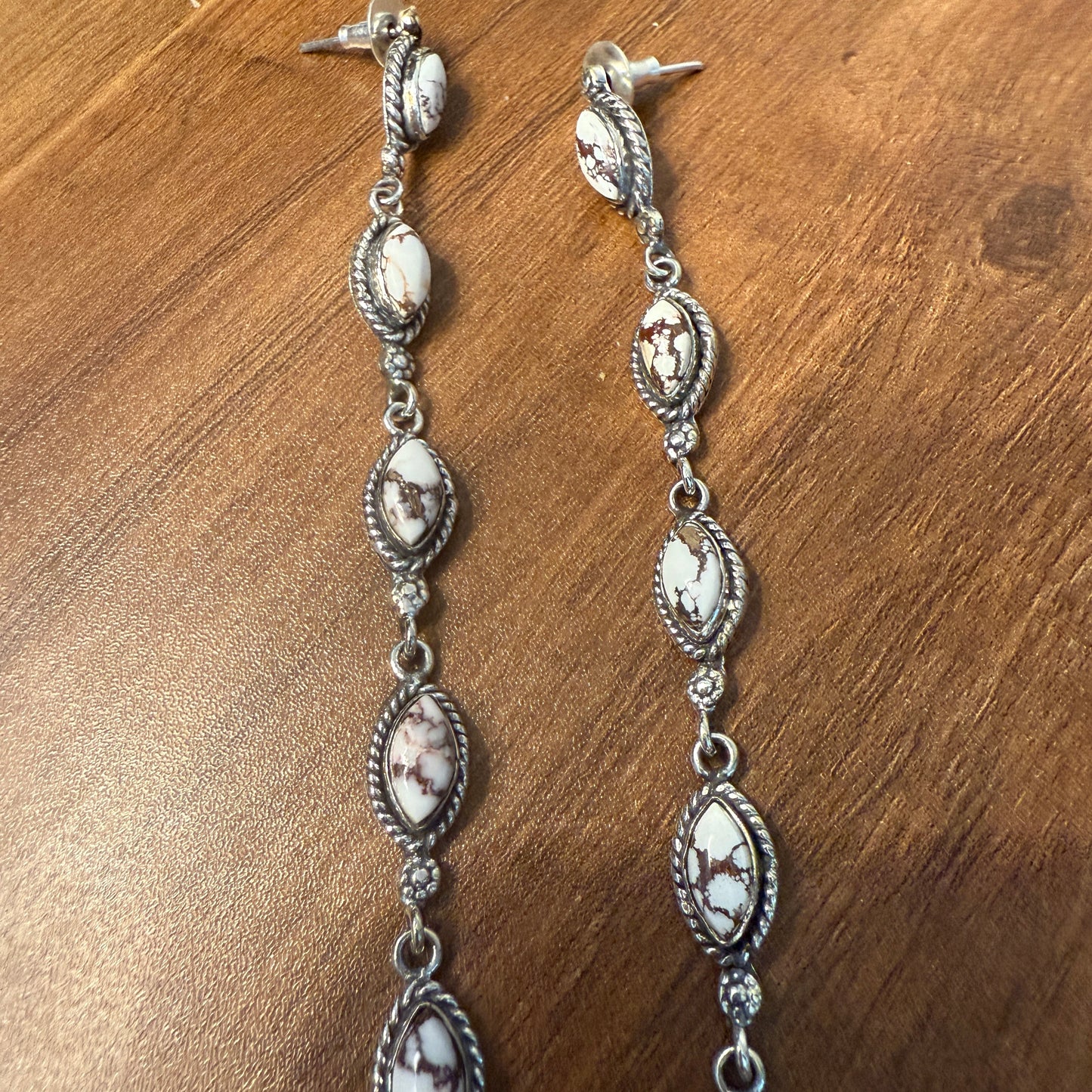 Wild Horse Turquoise Gemstone Sterling Silver Handmade Stud Earrings, 4.5 inches