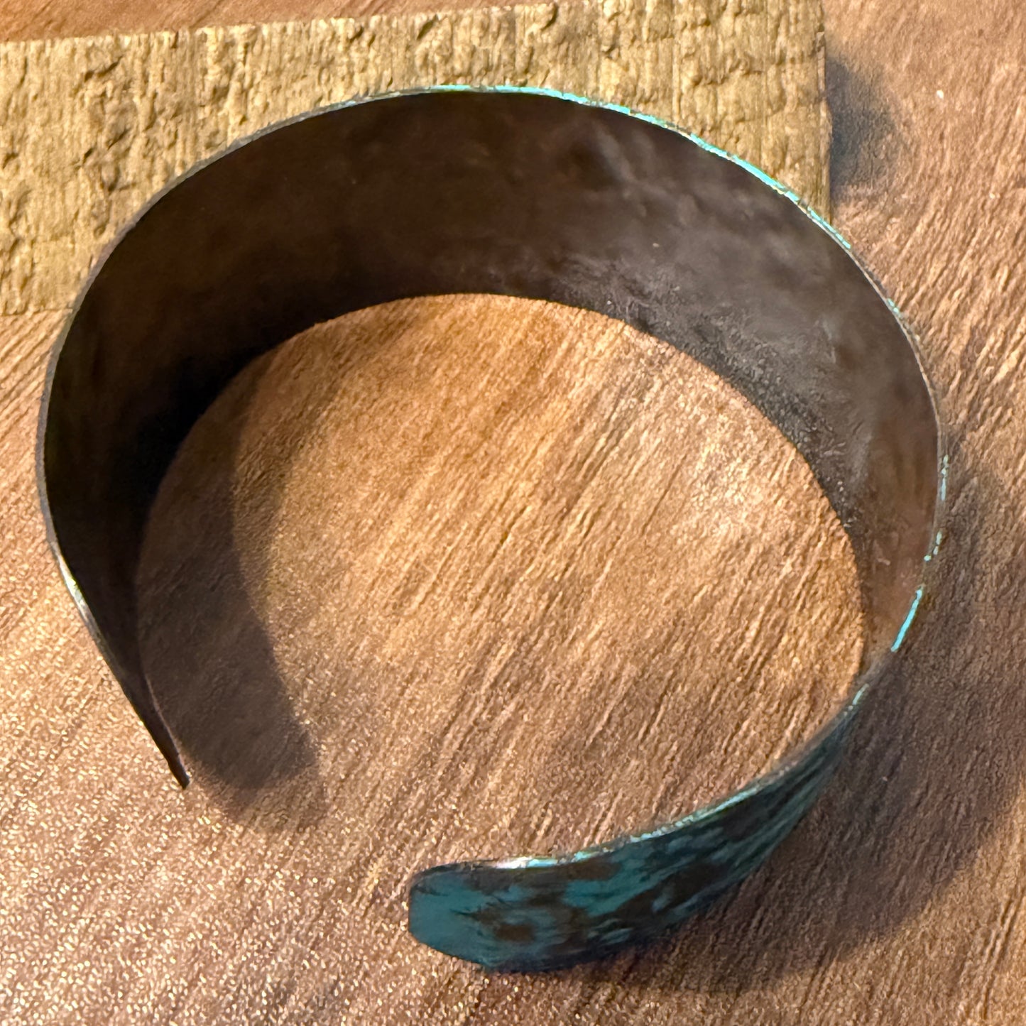 Message FOLLOW YOUR BLISS Metal Western Cuff Bracelet With Patina Rustic Inscriptions