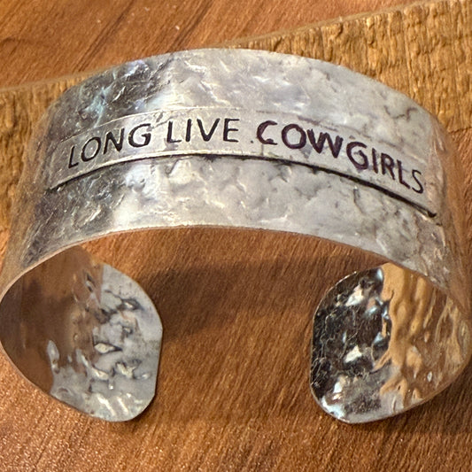 Long Live Cowgirls Western Cuff Bracelet Available In Silver Finish Or Brown Patina With Inscriptions For Adults Only