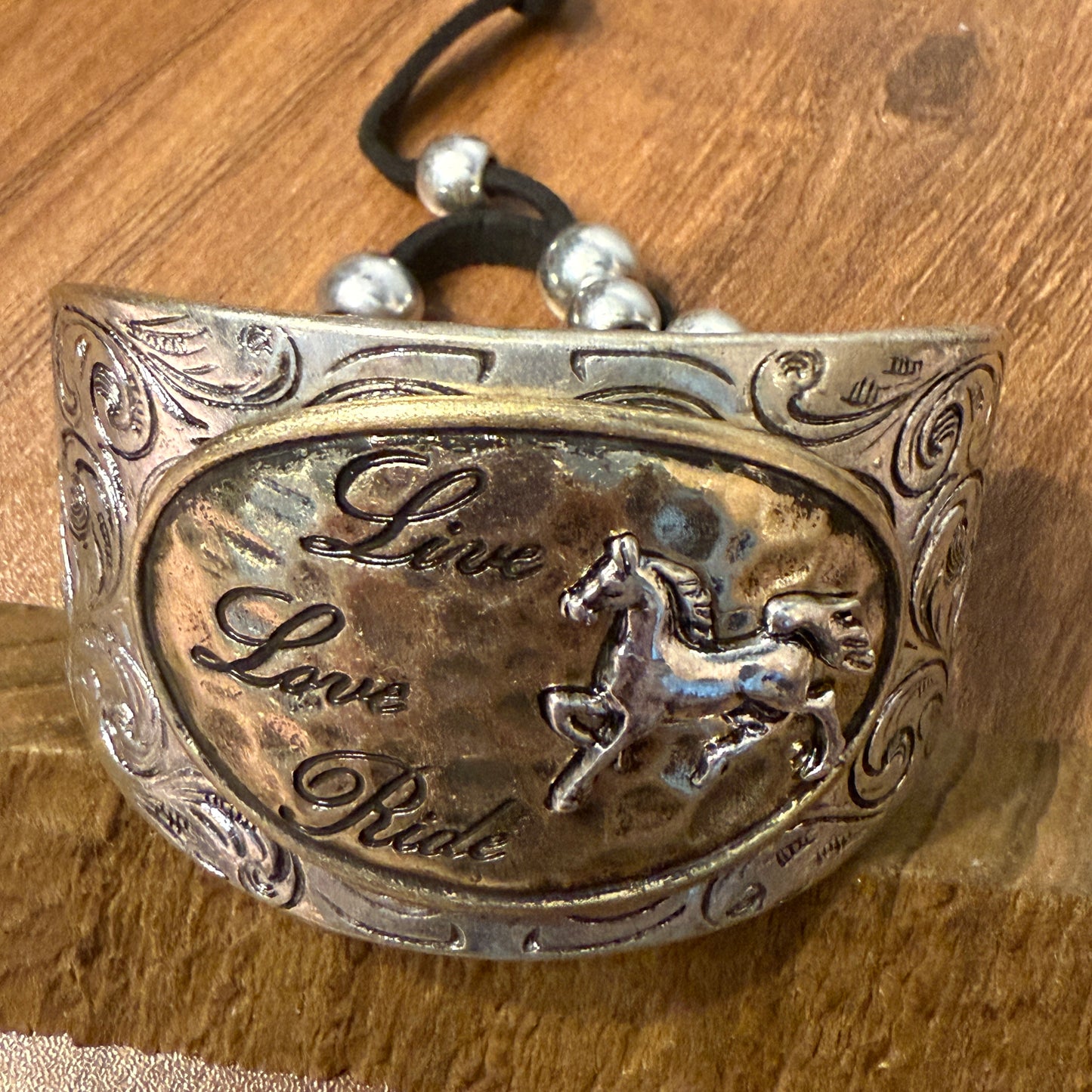 Live Love Ride Horse Western Bracelet Cuff With Silver Plate Finish