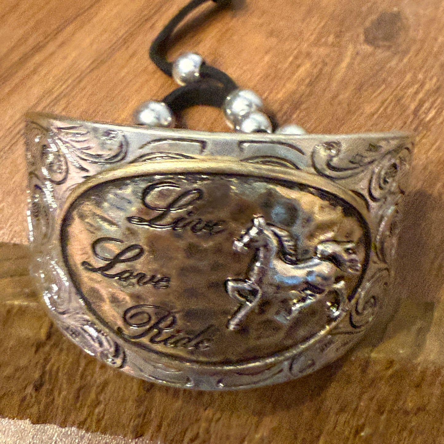 Live Love Ride Horse Western Bracelet Cuff With Silver Plate Finish