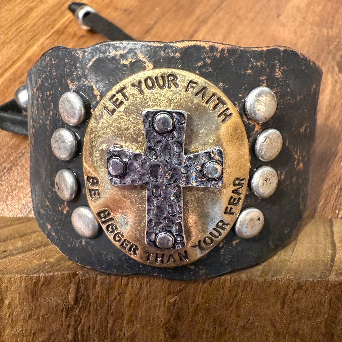 Let Your Faith Be Bigger Than Your Fear Cuff Bracelet Inspirational Courage Jewelry