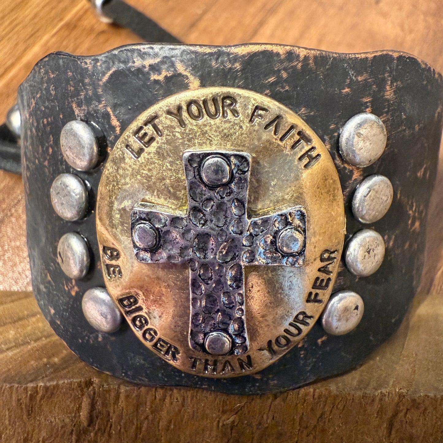 Let Your Faith Be Bigger Than Your Fear Cuff Bracelet Inspirational Courage Jewelry