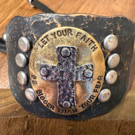 Let Your Faith Be Bigger Than Your Fear Cuff Bracelet Inspirational Courage Jewelry
