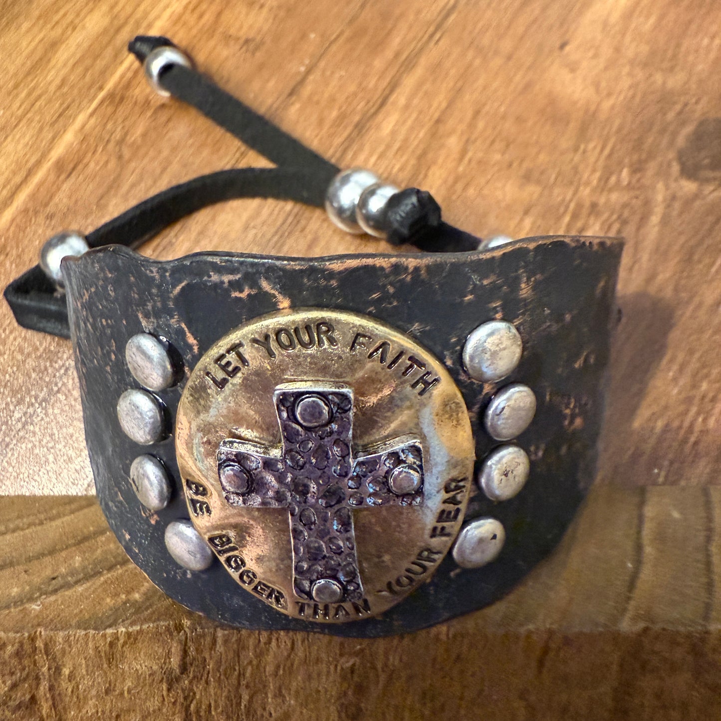 Let Your Faith Be Bigger Than Your Fear Cuff Bracelet Inspirational Courage Jewelry