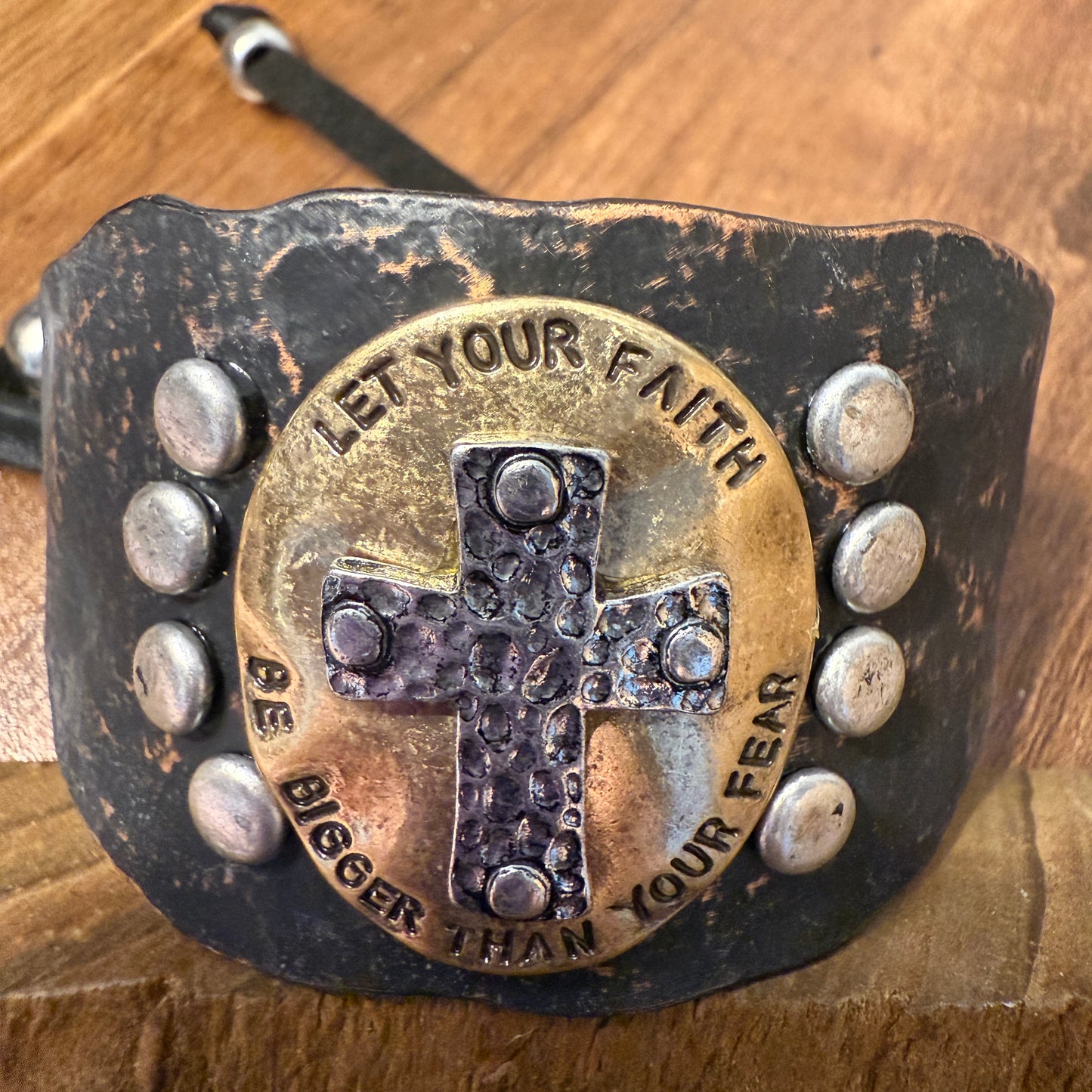 Let Your Faith Be Bigger Than Your Fear Cuff Bracelet Inspirational Courage Jewelry