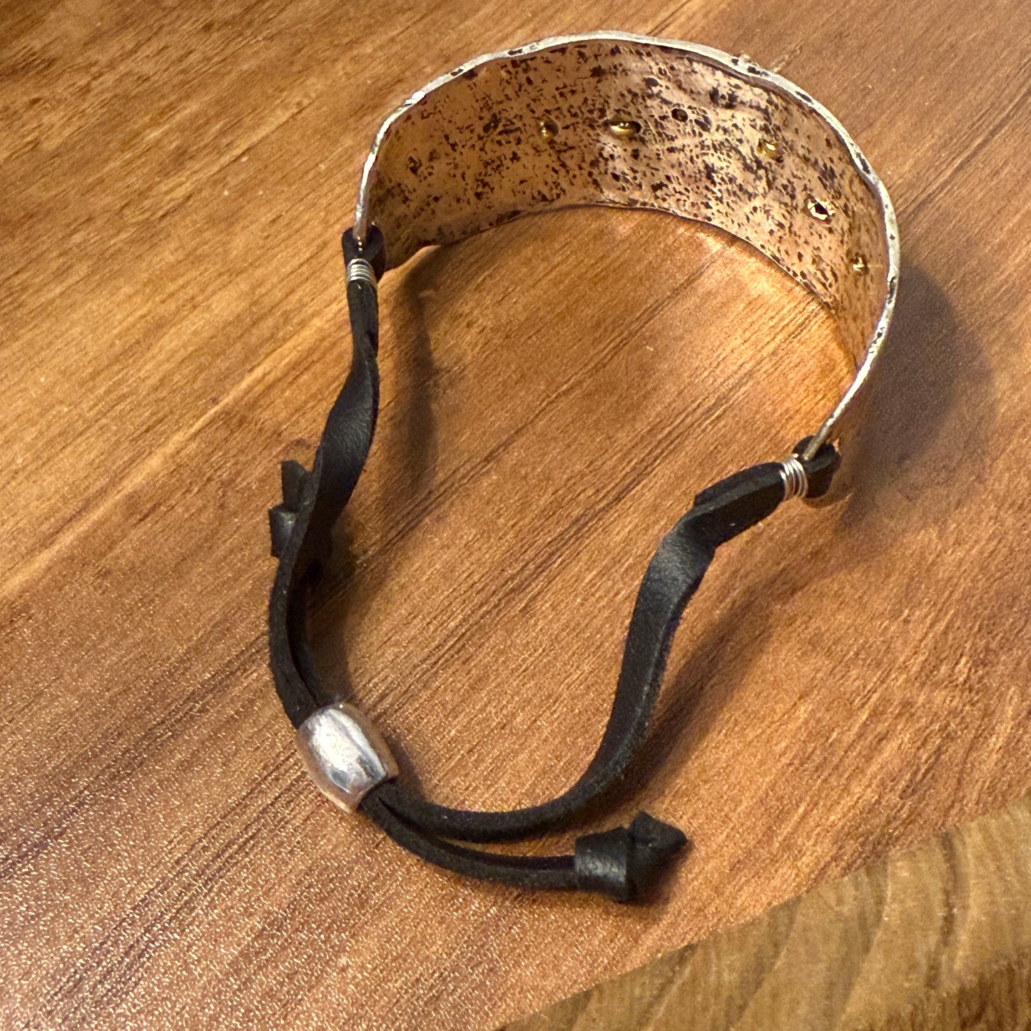 Cross Flower Turquoise Stone Western Bracelet Cuff Silver Adjustable Leather Strap