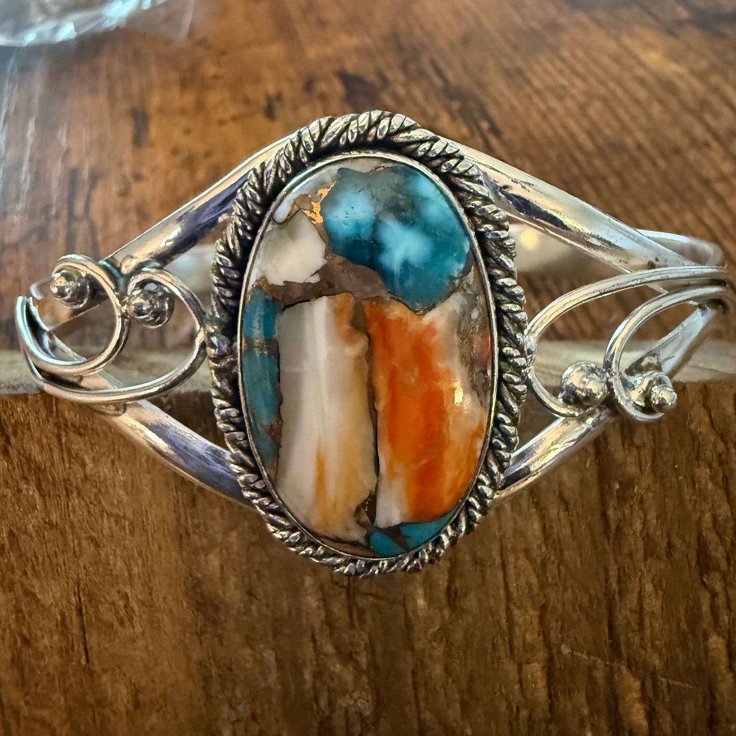 Oyster Copper Turquoise Bangle 925 Sterling Silver Handmade Jewelry For Women