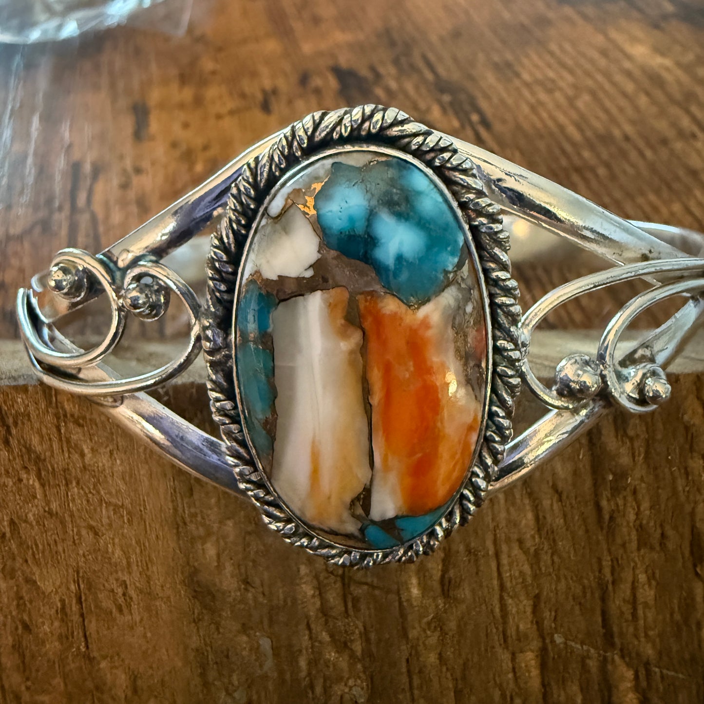 Oyster Copper Turquoise Bangle 925 Sterling Silver Handmade Jewelry For Women