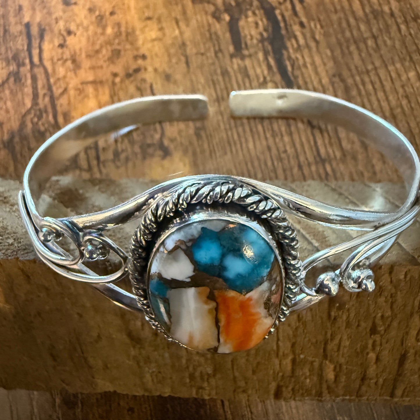 Oyster Copper Turquoise Bangle 925 Sterling Silver Handmade Jewelry For Women