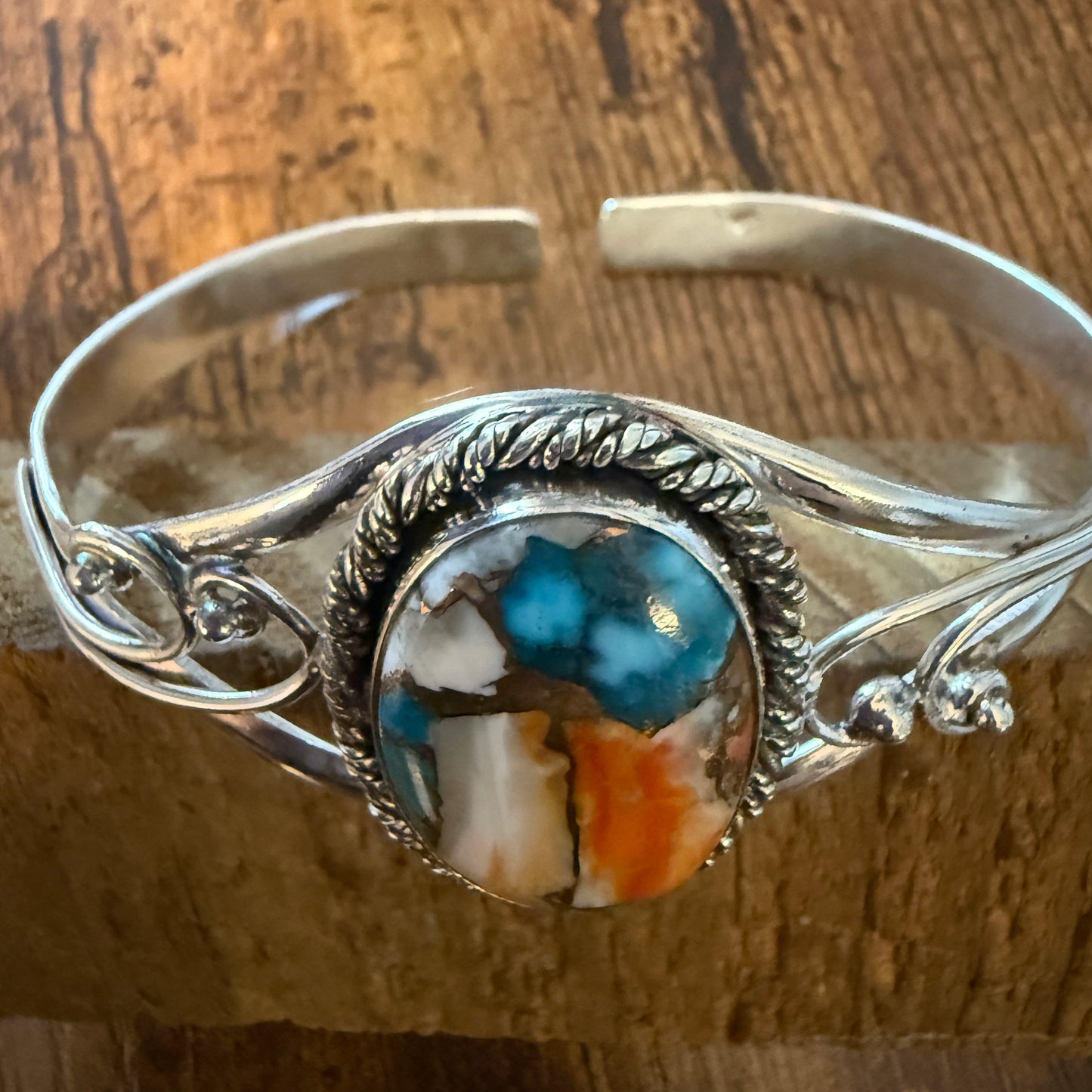 Oyster Copper Turquoise Bangle 925 Sterling Silver Handmade Jewelry For Women