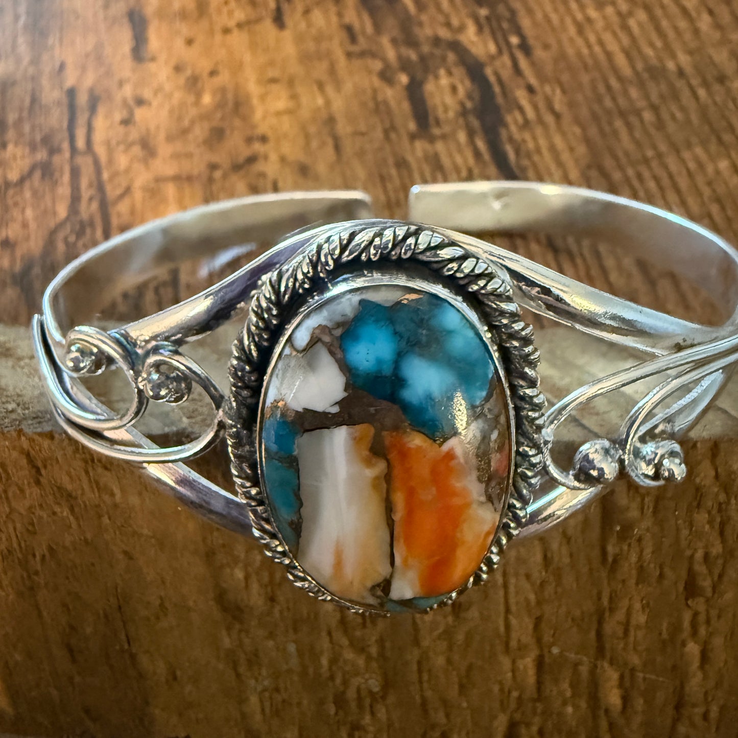 Oyster Copper Turquoise Bangle 925 Sterling Silver Handmade Jewelry For Women