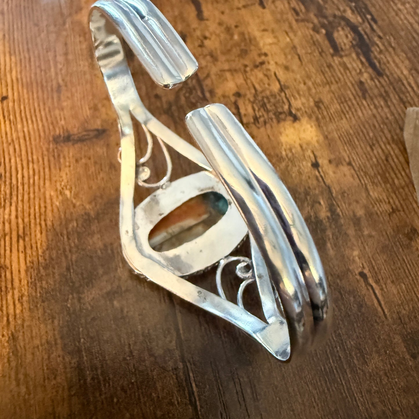 Oyster Copper Turquoise Bangle 925 Sterling Silver Handmade Jewelry For Women