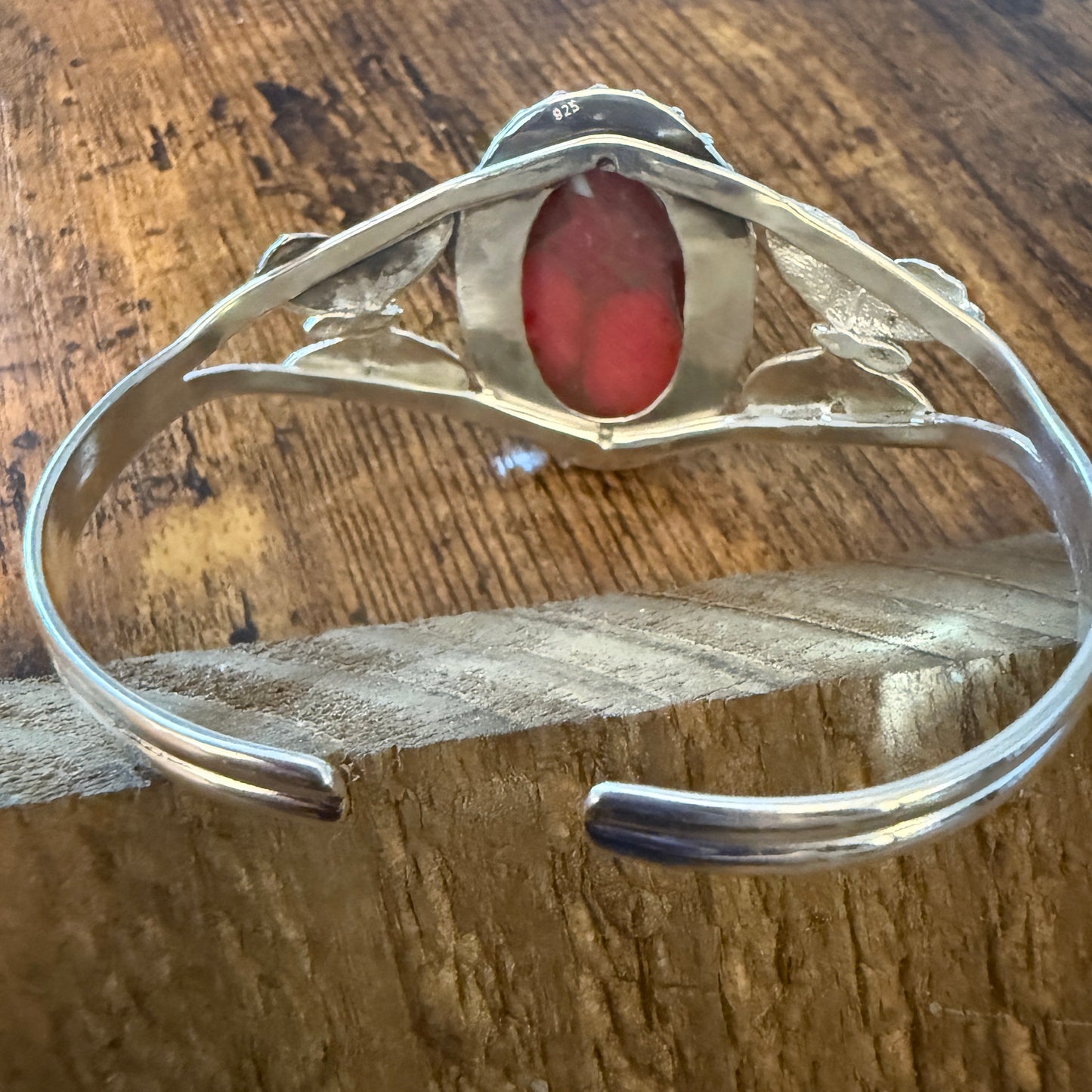 Pink Rose Dalhia Butterfly 925 Sterling Silver Adjustable Gemstone Bangle