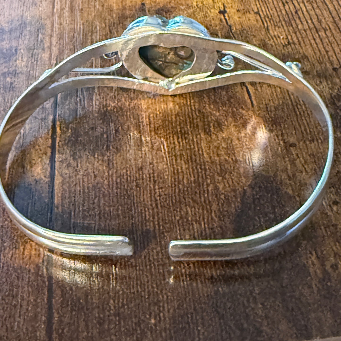 Oyster Copper Turquoise Bangle 925 Sterling Silver Adjustable Cuff Bangle