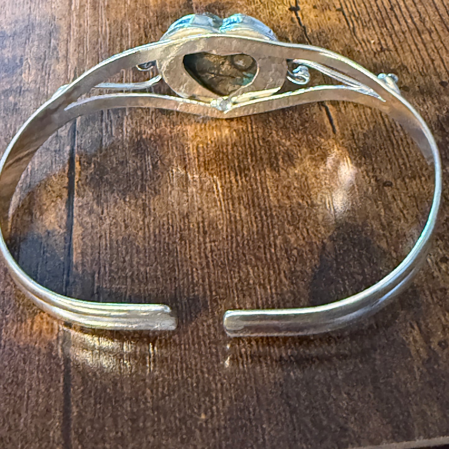 Oyster Copper Turquoise Bangle 925 Sterling Silver Adjustable Cuff Bangle