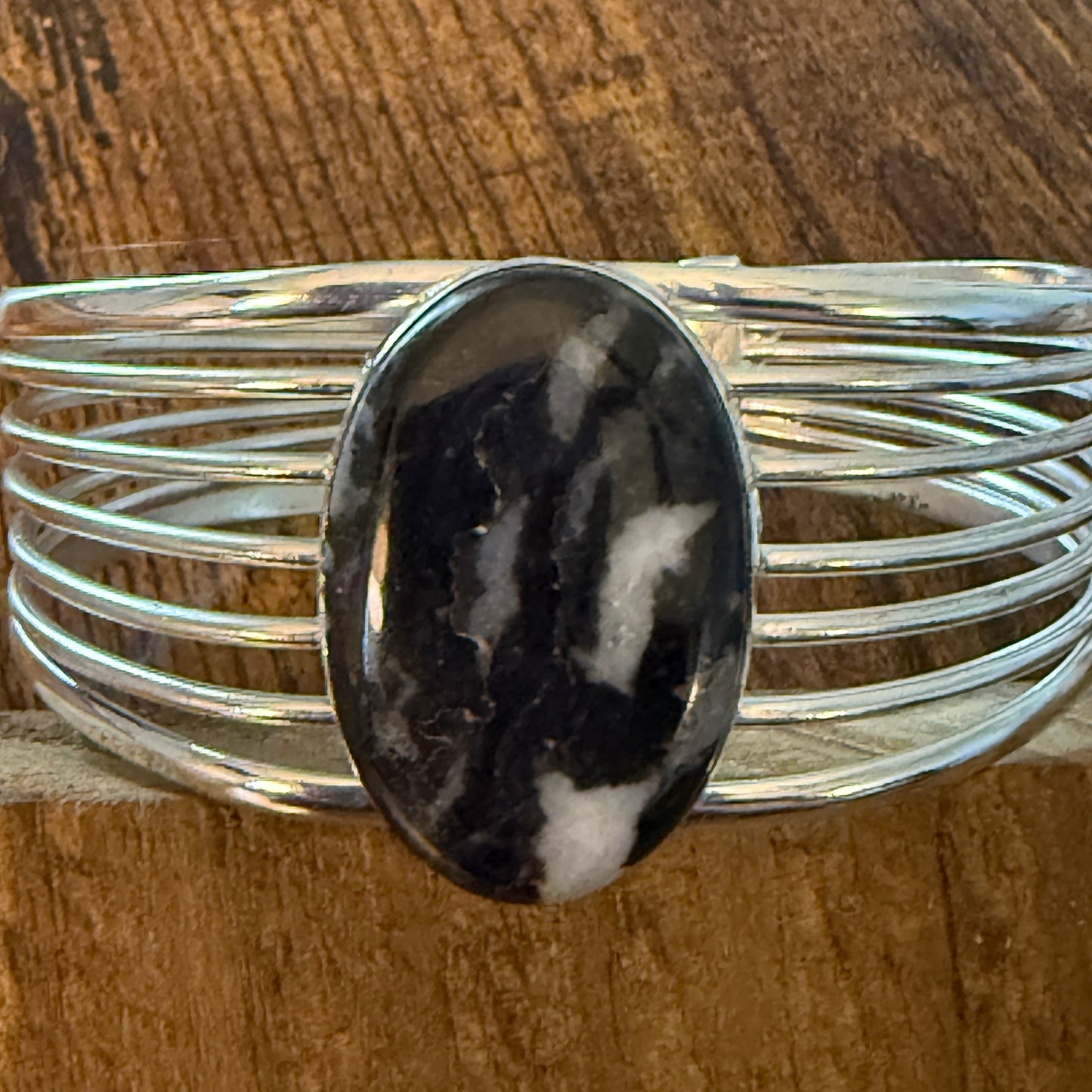 Navajo White Buffalo Dahlia Turquoise Sterling Silver Wide Cuff Bangle Bracelet