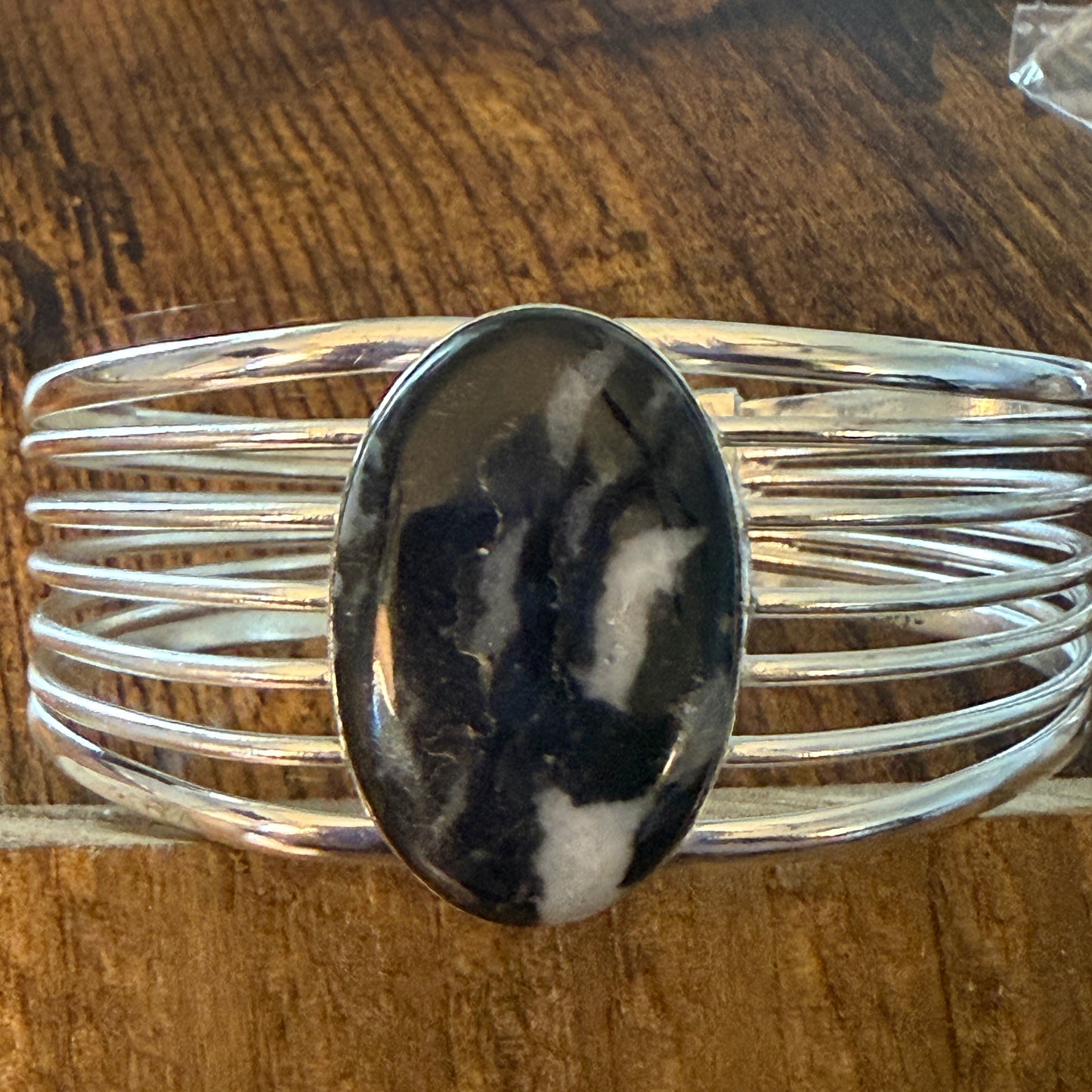 Navajo White Buffalo Dahlia Turquoise Sterling Silver Wide Cuff Bangle Bracelet