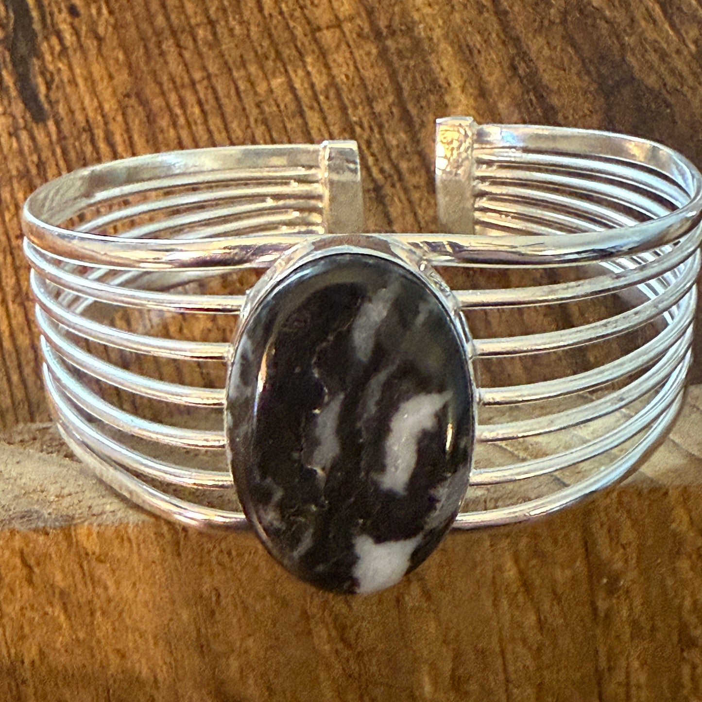 Navajo White Buffalo Dahlia Turquoise Sterling Silver Wide Cuff Bangle Bracelet