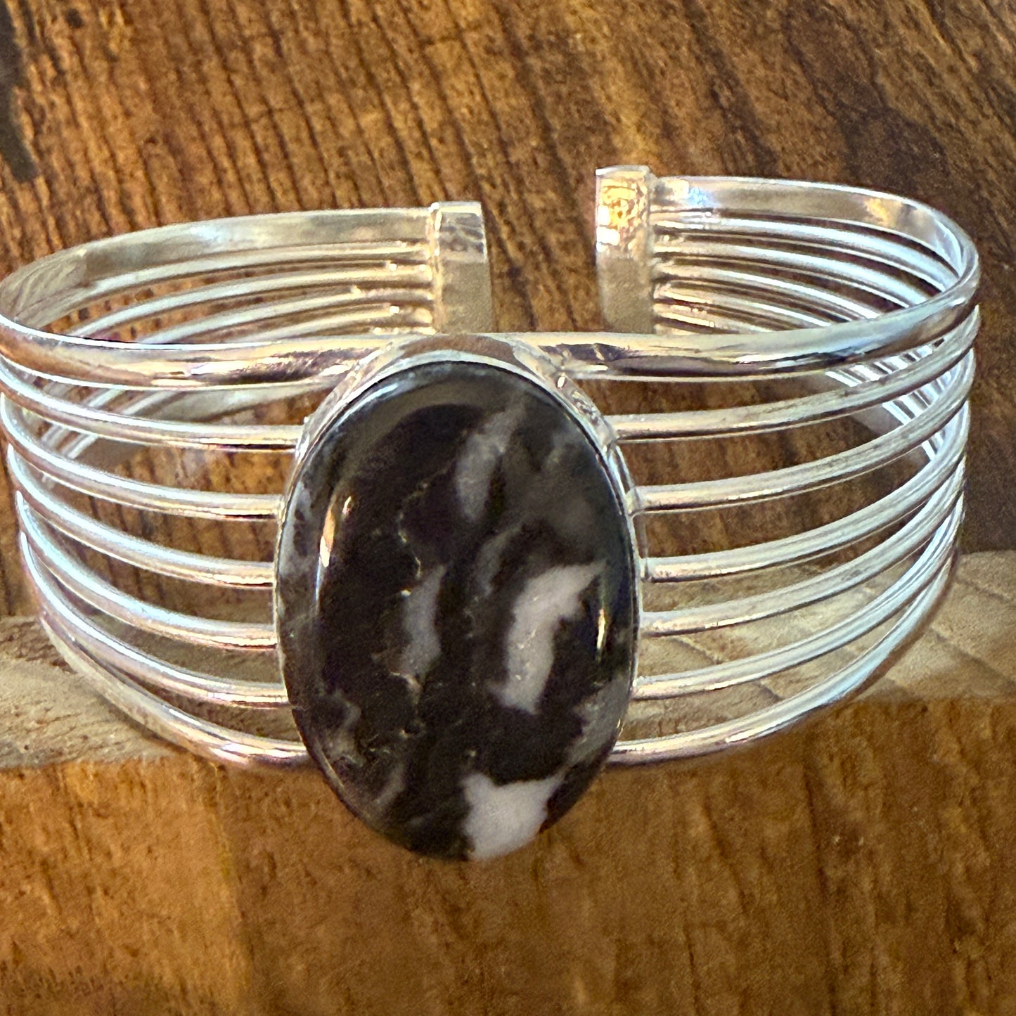 Navajo White Buffalo Dahlia Turquoise Sterling Silver Wide Cuff Bangle Bracelet