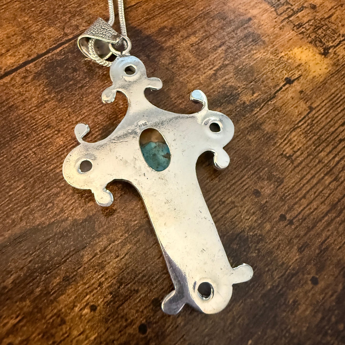 Religion Cross Blue Turquoise Copper Dalhia Oval Natural Stone Rainbow Moonstone Pendant Necklace