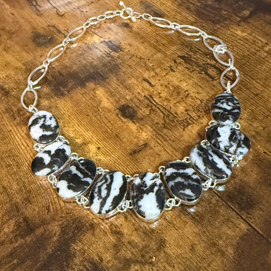 White Buffalo Dalhia Turquoise Stone Necklace With 925 Sterling Silver Link