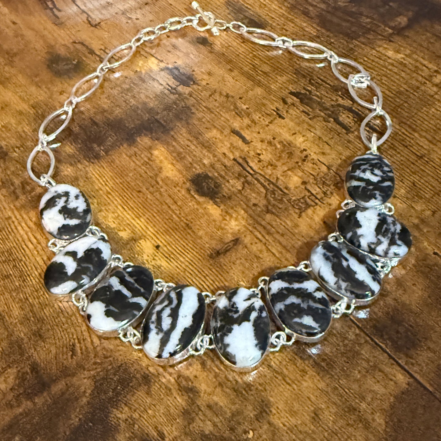 White Buffalo Dalhia Turquoise Stone Necklace With 925 Sterling Silver Link