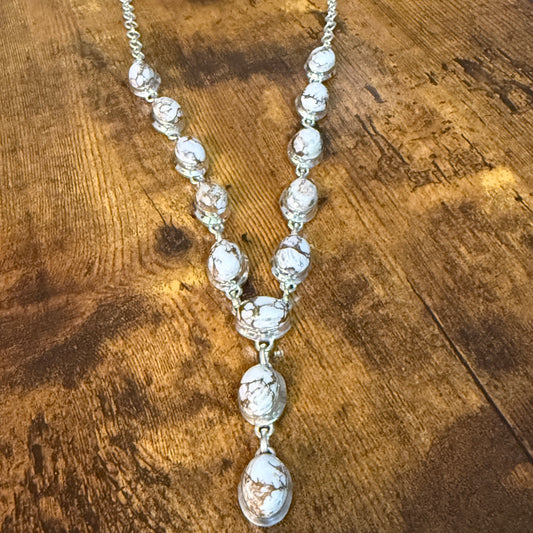 Wild Horse Dalhia Stone Y Necklace 925 Sterling Silver Link Necklace