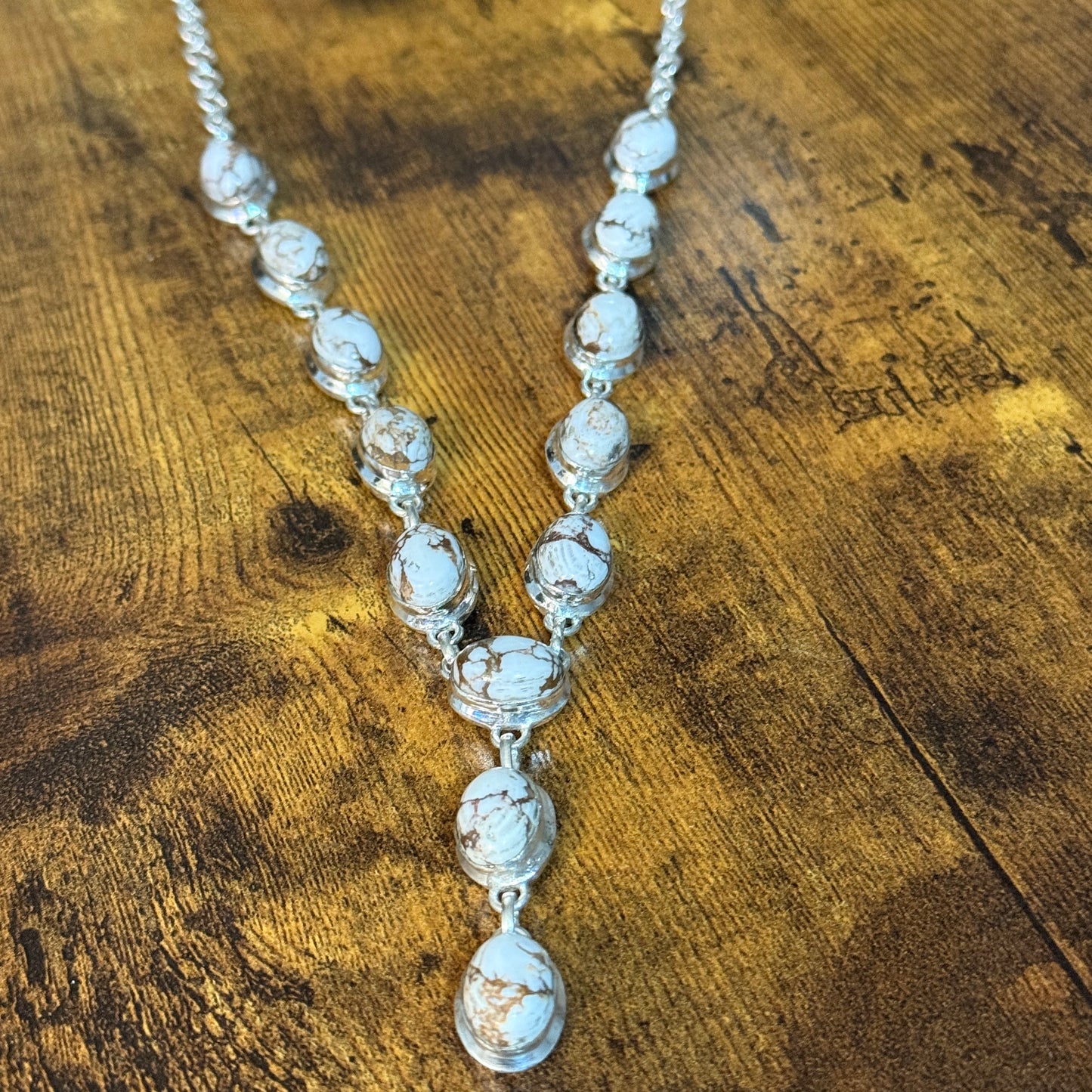 Wild Horse Dalhia Stone Y Necklace 925 Sterling Silver Link Necklace