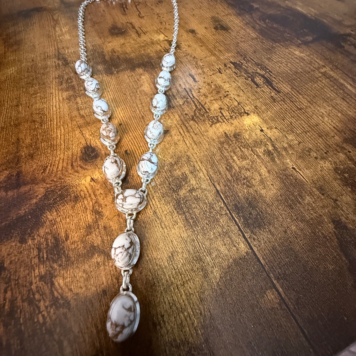 Wild Horse Dalhia Stone Y Necklace 925 Sterling Silver Link Necklace