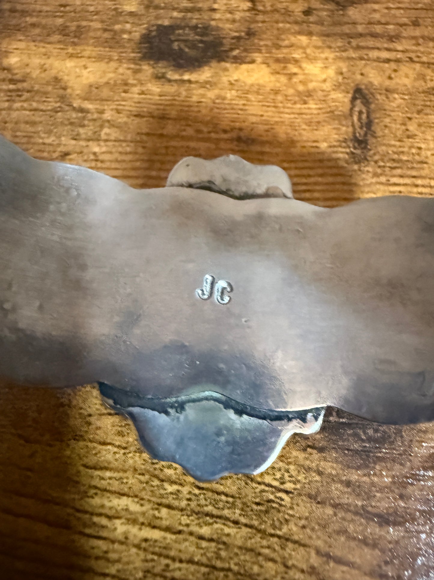 Native American Turquoise Cuff Bracelet Nickel Silver Signed Jackie Cleveland