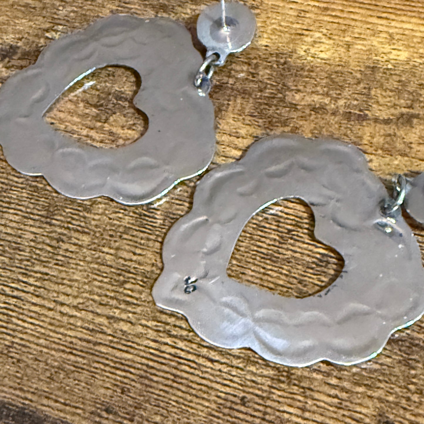 Navajo Nickel Silver Tiger Eye Heart Post Earrings