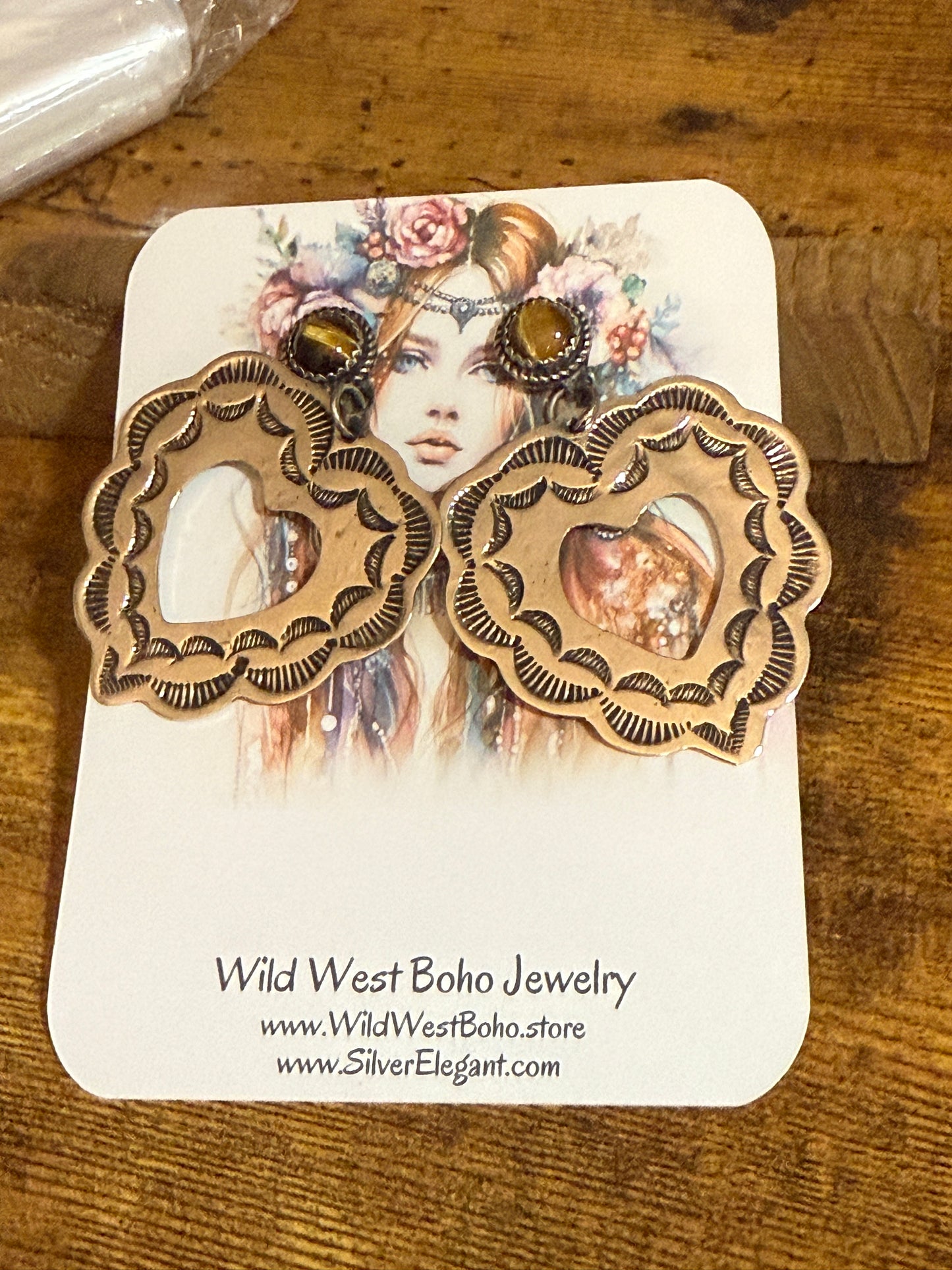 Navajo Nickel Silver Tiger Eye Heart Post Earrings