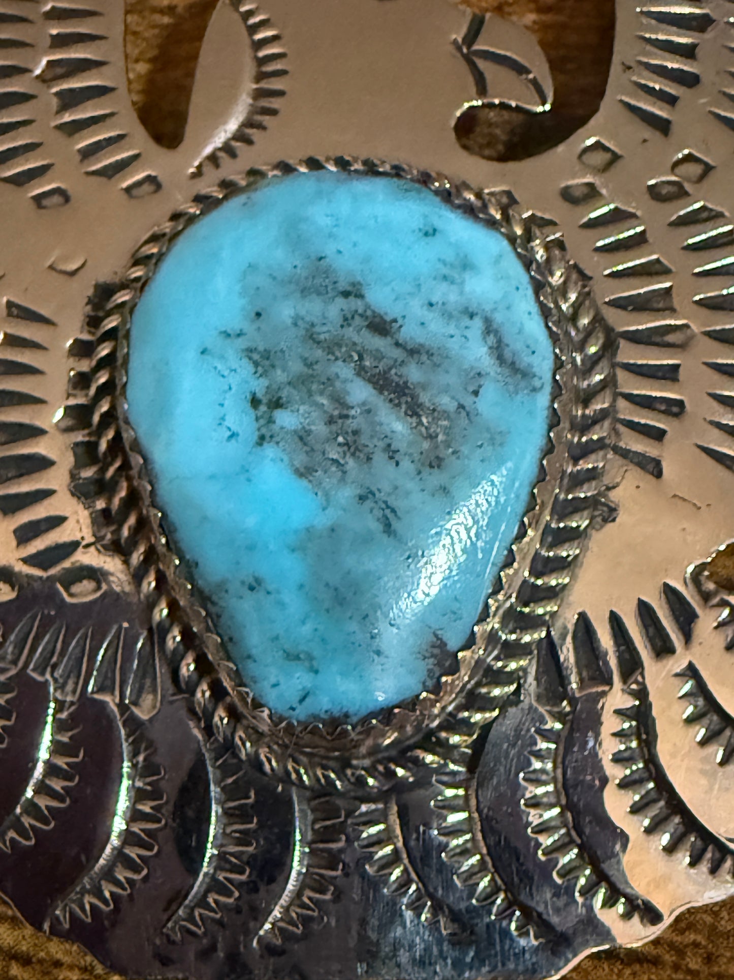 Navajo Turquoise Thunderbird Pendant Pin Nickel Silver Signed Cleveland